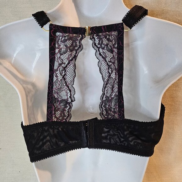 Ashley Graham Black & Purple Lace Bra - Size 38C - Picture 2 of 7
